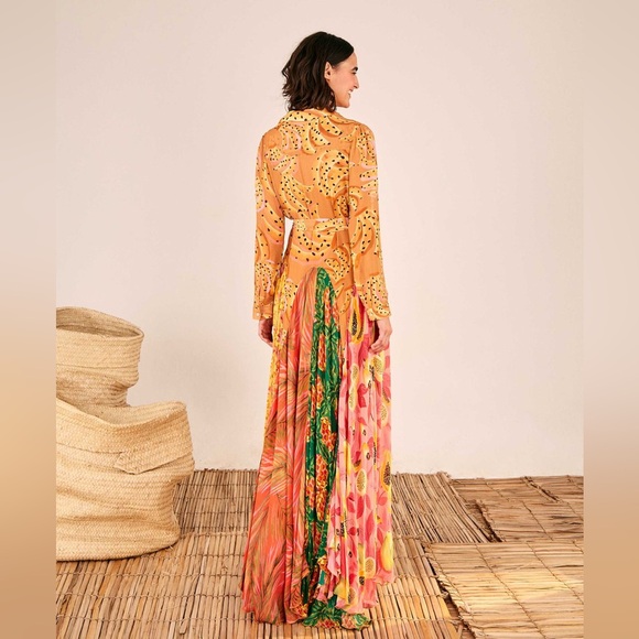 NWOT FARM Rio Mixed Prints Maxi Chemise Dress XL - Picture 2 of 16